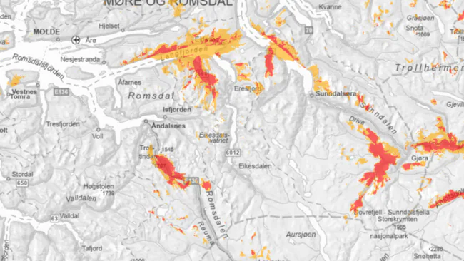 Map showing affected areas